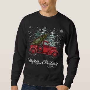 Sudadera Camión rojo de granja de estilo vintage con árbol 