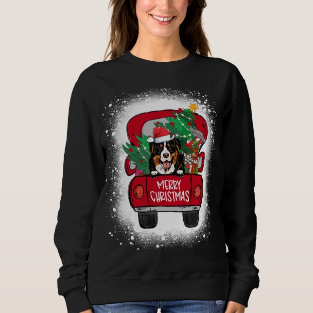 Sudadera Camión Rojo de Montaña Cute Bernese Merry Christma (Anverso)