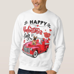 Sudadera Camión rojo de perro de Bulldog lindo feliz Día de