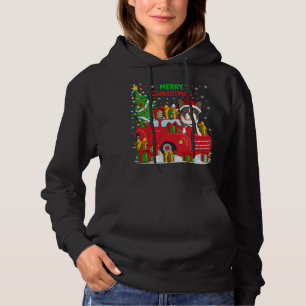 Sudadera Camión Rojo del árbol de navidad iluminando el per