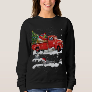 Sudadera Camión Rojo en Tiburón Feliz Navidad Feo