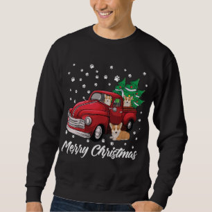 Sudadera Camión Rojo Feliz Árbol de Navidad Corgi Navidades