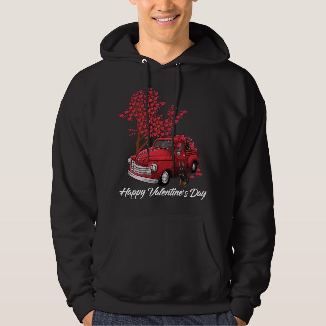 Sudadera Camión Rojo Feliz Día de San Valentín Corazón de p (Anverso)
