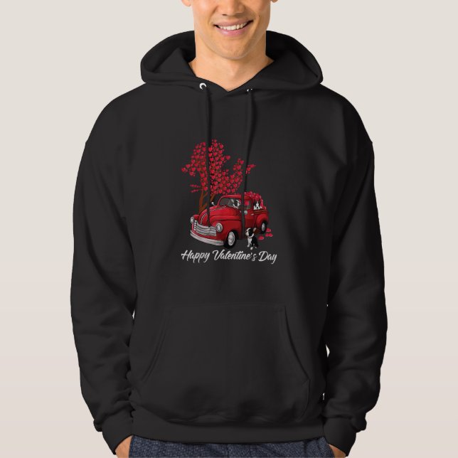 Sudadera Camión Rojo Feliz Día de San Valentín Perro Terrie (Anverso)