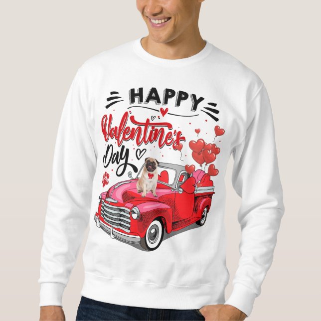 Sudadera Camión rojo feliz día de San Valentín pub corazón  (Anverso)