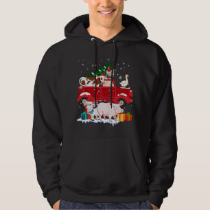 Sudadera Camión Rojo Feliz Navidad Animales Ama Granja