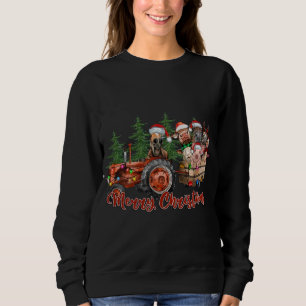 Sudadera Camión Rojo Granja Tractor Animales Cow Cerdo Merr