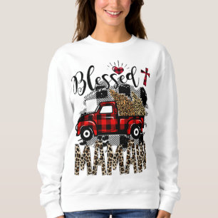 Sudadera Camión rojo Leopardo bendijo a Mamaw mejor regalo 