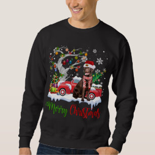 Sudadera Camión Rojo Merry Chocolate Labrador Árbol de Navi