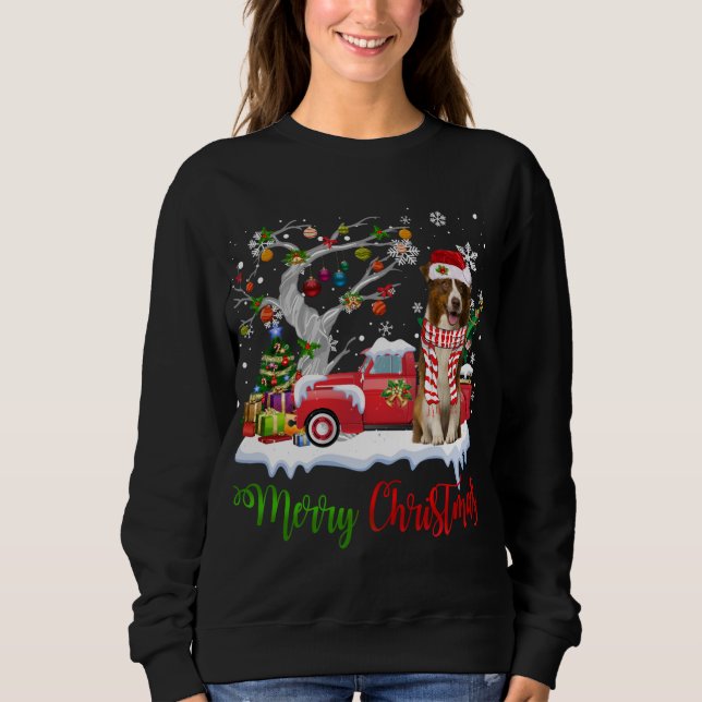 Sudadera Camión Rojo Merry Christmas Tree Border Collie Paj (Anverso)