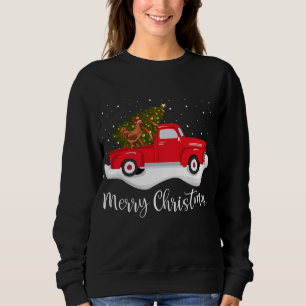 Sudadera Camión Rojo Merry Christmas Tree Chicken Navidades