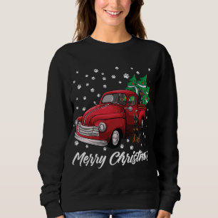 Sudadera Camión Rojo Merry Christmas Tree Doberman Navidade