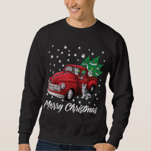 Sudadera Camión Rojo Merry Christmas Tree Siberian Husky Do