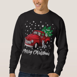 Sudadera Camión Rojo Merry Christmas Tree Siberian Husky Do