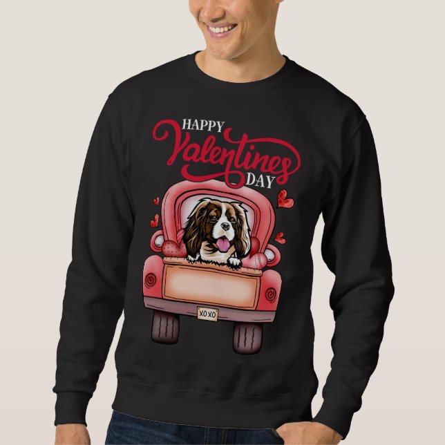 Sudadera Camión Rojo Valentines Cavalier King Charles Spani (Anverso)