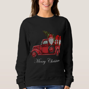 Sudadera Camión Rojo Vintage Con Tres Gnomes Feliz Christma