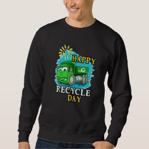 Sudadera Camión sonriente basura feliz día del reciclaje de