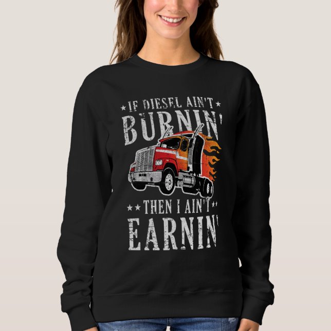 Sudadera Camión Tractor Trailer de Gran Remolque Quemando D (Anverso)
