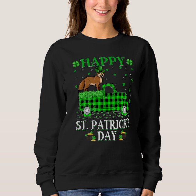 Sudadera Camión verde de búfalo divertido Coyote St Patrick (Anverso)