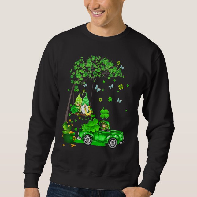 Sudadera Camión Verde Gnome Feliz Día St Patrick S (Anverso)