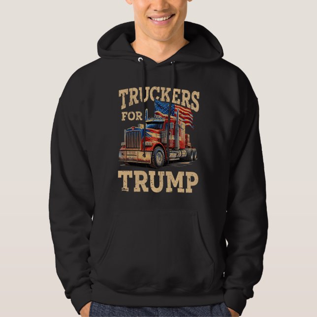 Sudadera Camioneros para Trump – Red Rig & Flags (Anverso)