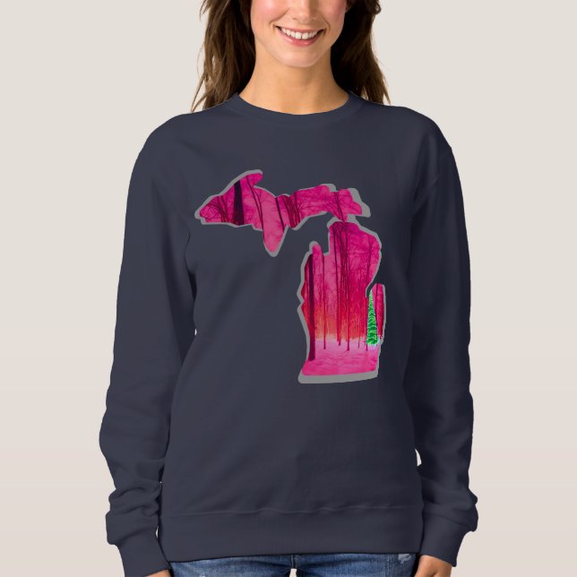 Sudadera ¡Camisas azules de la Marina de Michigan con PINK  (Anverso)