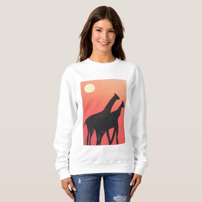 Sudadera Camisas blancas de mujeres con diseño de jirafa (Anverso completo)