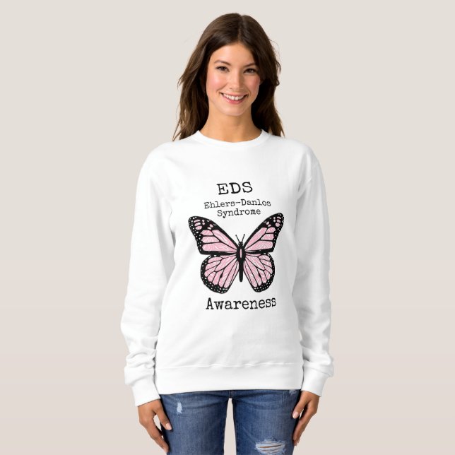 Sudadera Camisas de sensibilización EDS para mariposa rosa (Anverso completo)