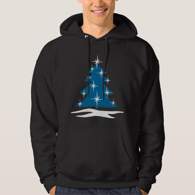 Sudadera Camisas navideñas clásicas Blue Christmas Tree Hoo (Anverso)