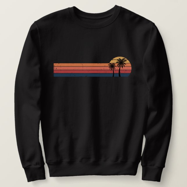 Sudadera Camisas Palm Tree - Playa Tropical De Estilo Retro (Anverso del diseño)