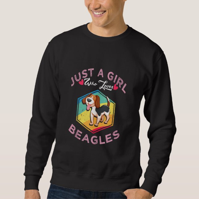 Sudadera Camisas Retro Beagle Sólo Un Chica Que Ama Los Bea (Anverso)