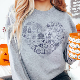Sudadera Camisas suaves de garabato de Halloween Heart Blue