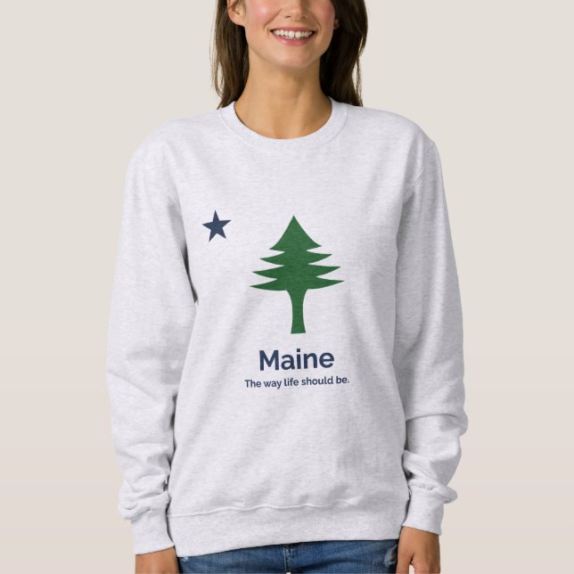 Sudadera Camisas suaves de la bandera del estado de Maine (Anverso)