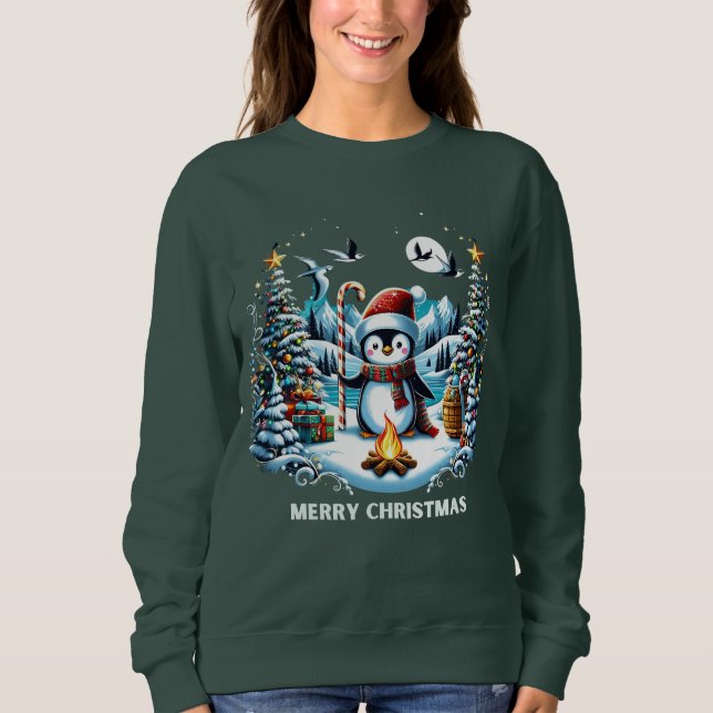 Sudadera Camisas suaves de Penguin Cute de Invierno (Anverso)