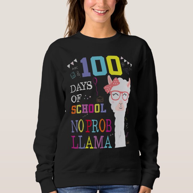 Sudadera Camiseta 100 Días De Colegio Sin Probllama Llama 1 (Anverso)