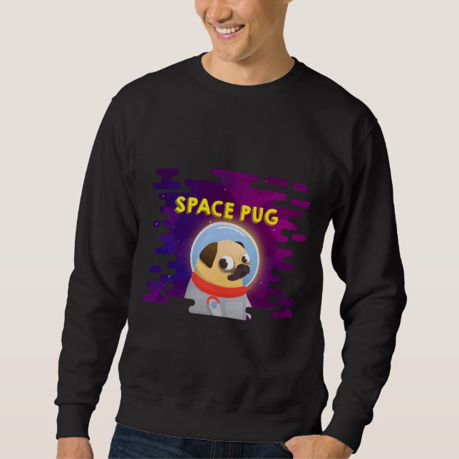 Sudadera Camiseta 432 clásica de pug espacial (Anverso)