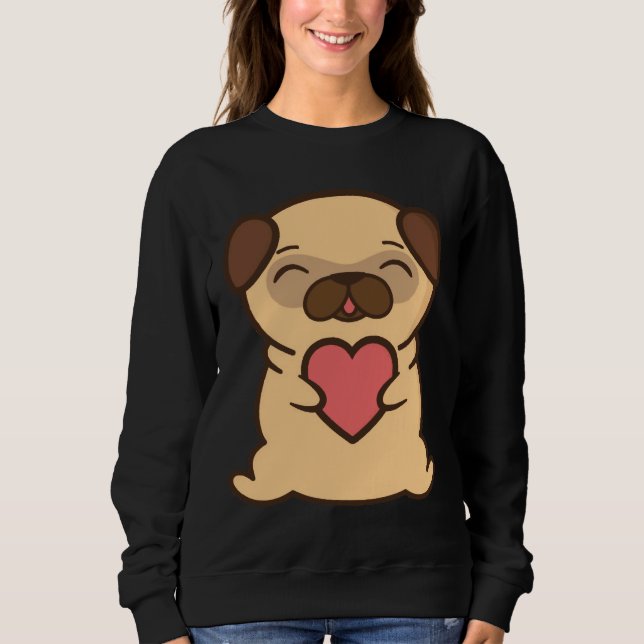 Sudadera Camiseta 573 clásica de pug de amor (Anverso)