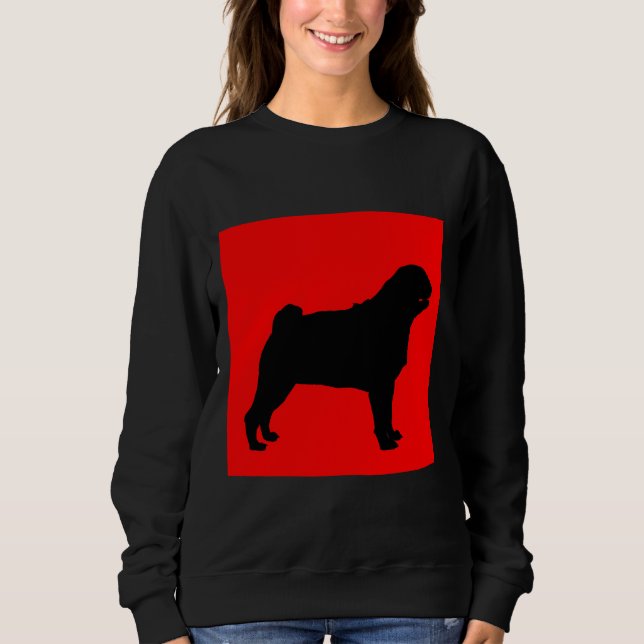Sudadera Camiseta 699 de fondo rojo Pug (Anverso)