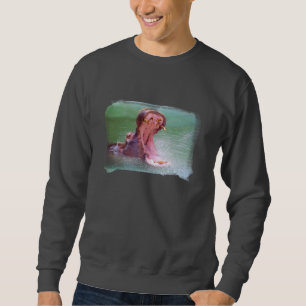 Sudadera Camiseta abierta de la boca del hipopótamo