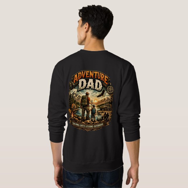 Sudadera Camiseta Adventure Dad – Camping al aire libre vin (Reverso completo)