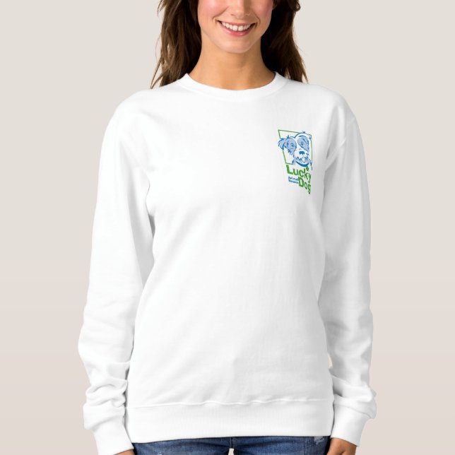 Sudadera Camiseta afortunada del perro de las mujeres (Anverso)