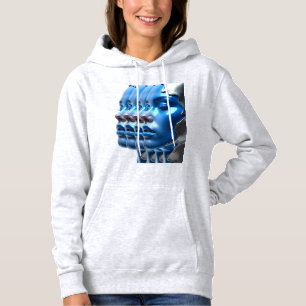 Sudadera Camiseta Arte de Ilusión de Múltiples Rostros Azul