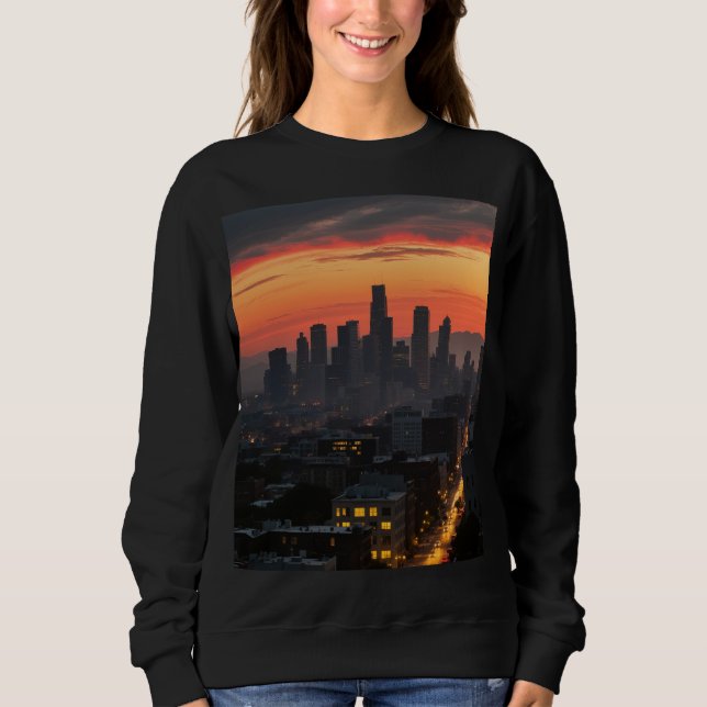 Sudadera Camiseta básica femenina en el horizonte del atard (Anverso)