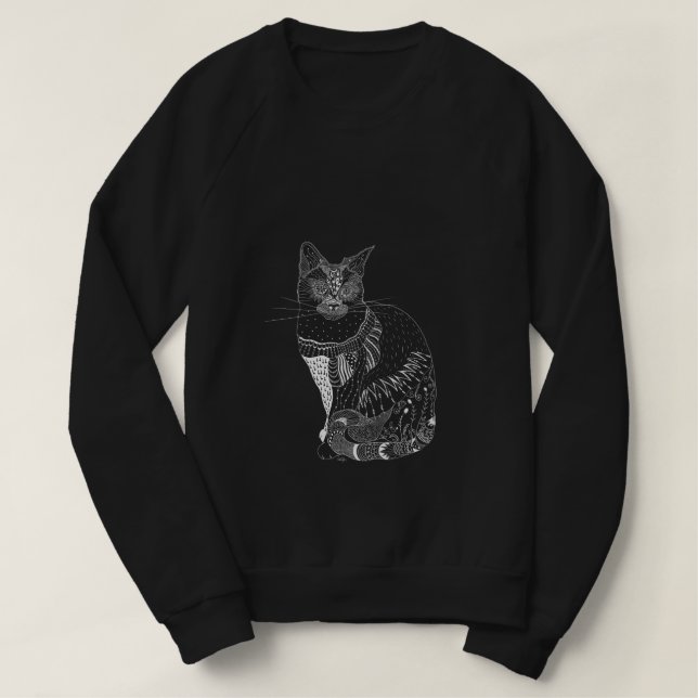 Sudadera Camiseta blanca del gato (Diseño del anverso)