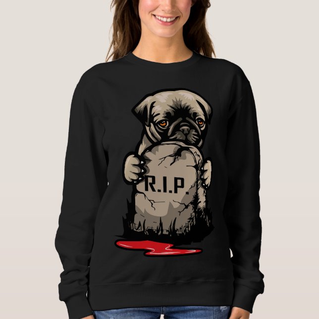 Sudadera Camiseta Clásica De Piedra De Tumba De Pug 950 (Anverso)