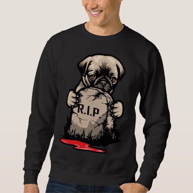 Sudadera Camiseta Clásica De Piedra De Tumba De Pug 950 (Anverso)