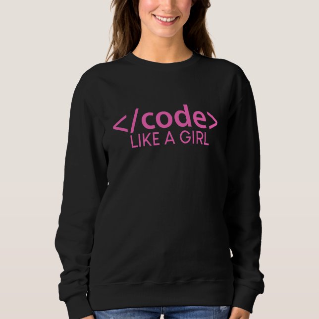 Sudadera Camiseta Code Like A Girl (Anverso)