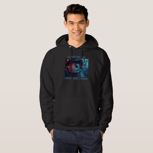 Sudadera Camiseta con capucha negra para hombres Quantum Ey (Anverso completo)