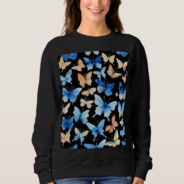 Sudadera camiseta con delicadas mariposas de Relieve metali (Anverso)