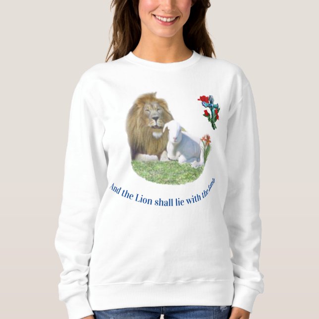 Sudadera Camiseta cristiana León y cordero (Anverso)